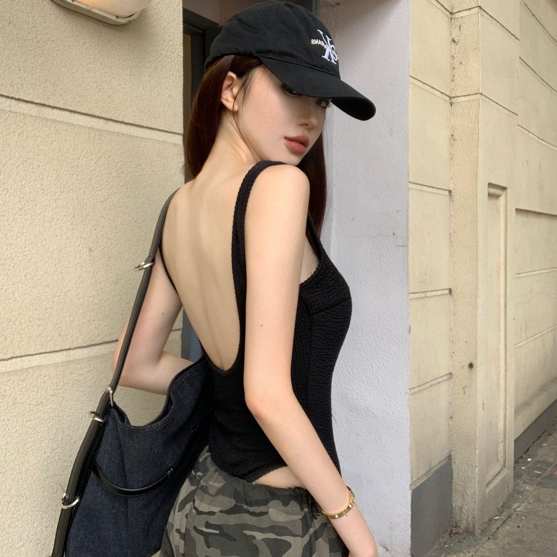 Black Strappy Bodysuit Sexy Ba - Tank Top Ribbed 리뷰 및 가격