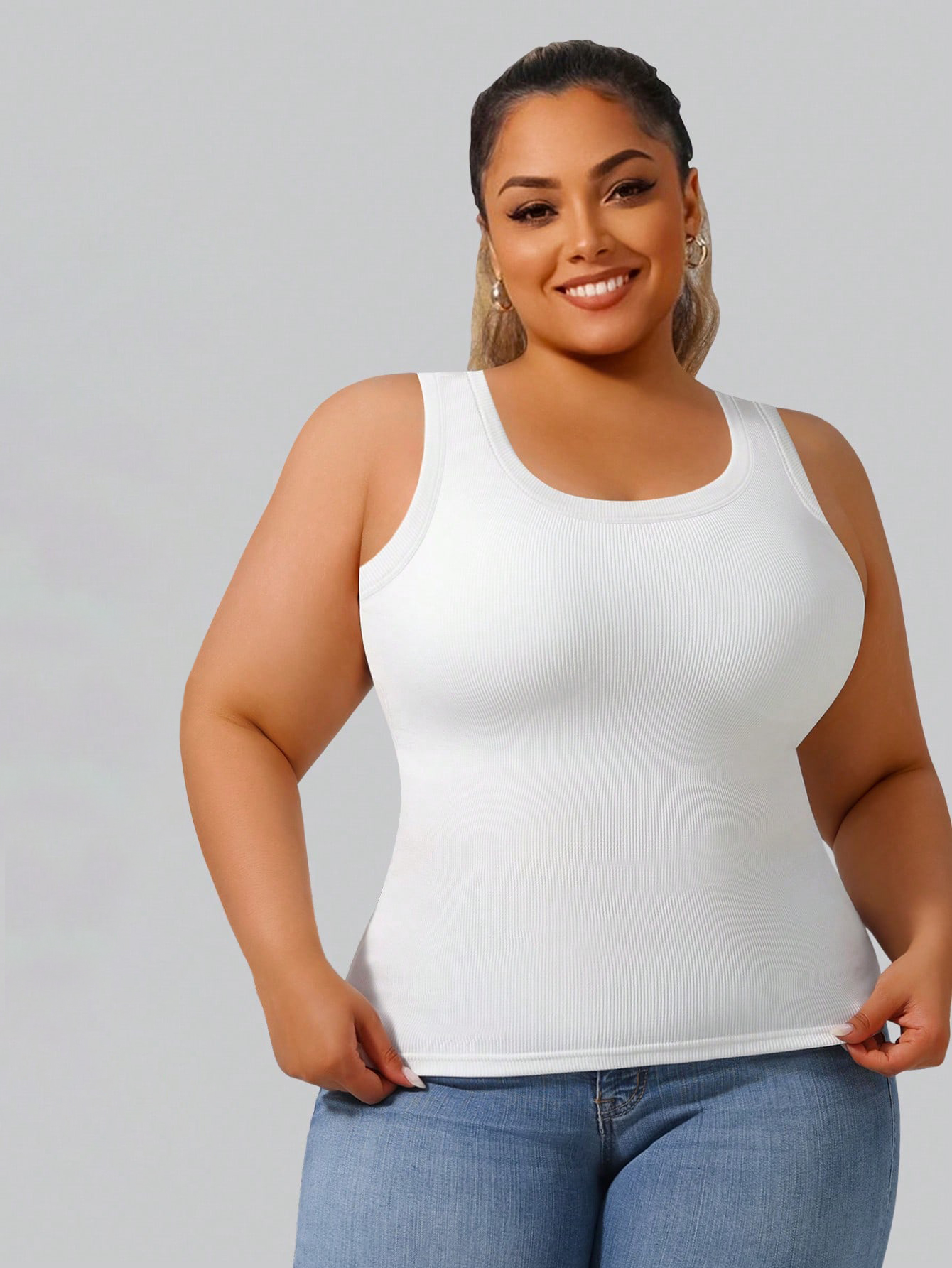 Plus Size Women's Solid Ribbed - Tank Top Ribbed 리뷰 및 가격