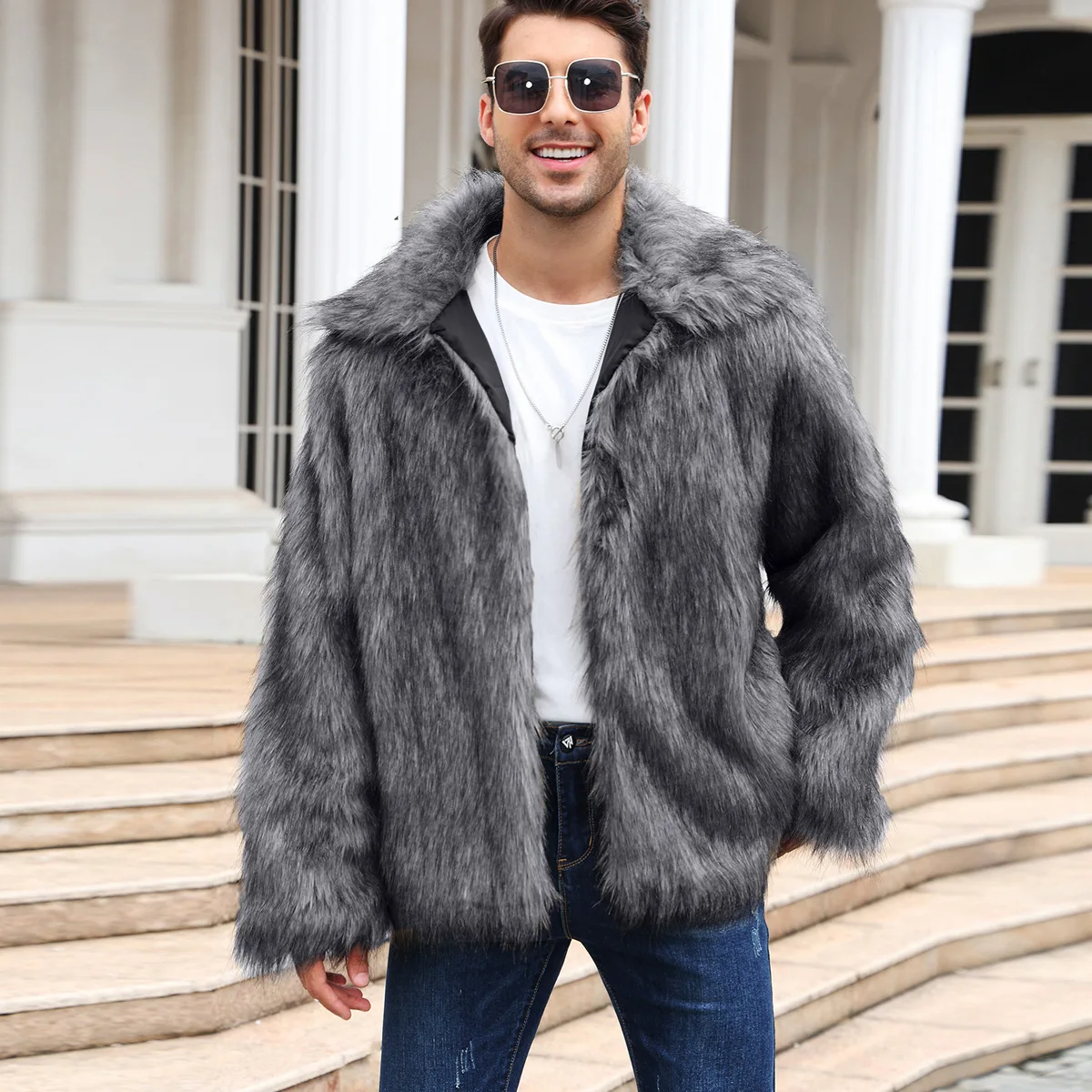 Men Faux Fox Fur Jacket Coat W - Thermal Long John 리뷰 및 가격