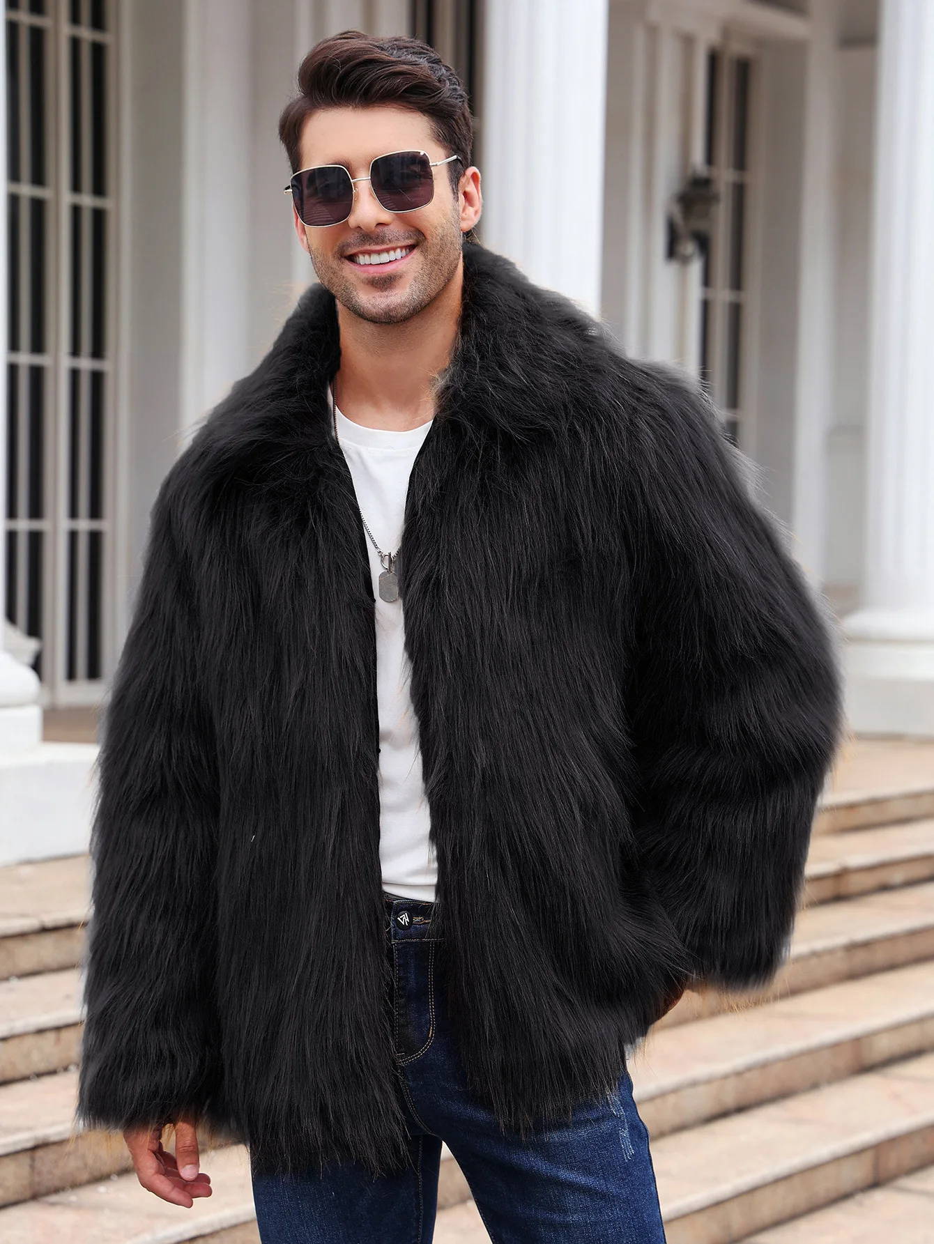 Men Faux Fox Fur Jacket Coat W - Thermal Long John 리뷰 및 가격