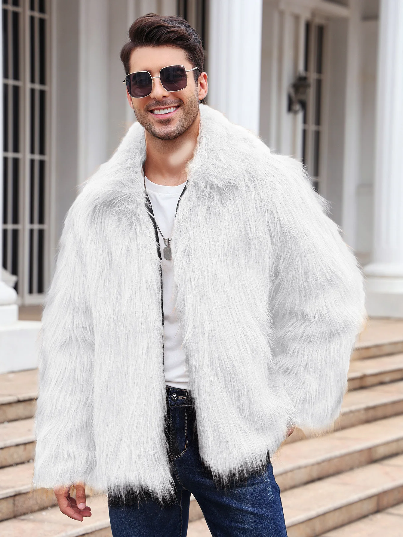 Men Faux Fox Fur Jacket Coat W - Thermal Long John 리뷰 및 가격