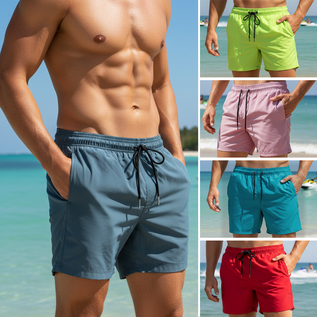Summer Mens Plain Swim Shorts  - Trunk Breathable Men 리뷰 및 가격